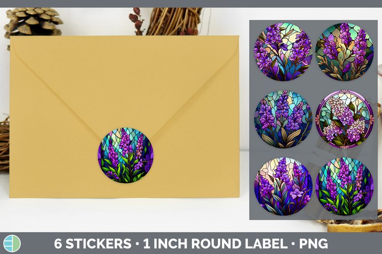 Bundle of six Watercolor Lavenders Stickers designs.
