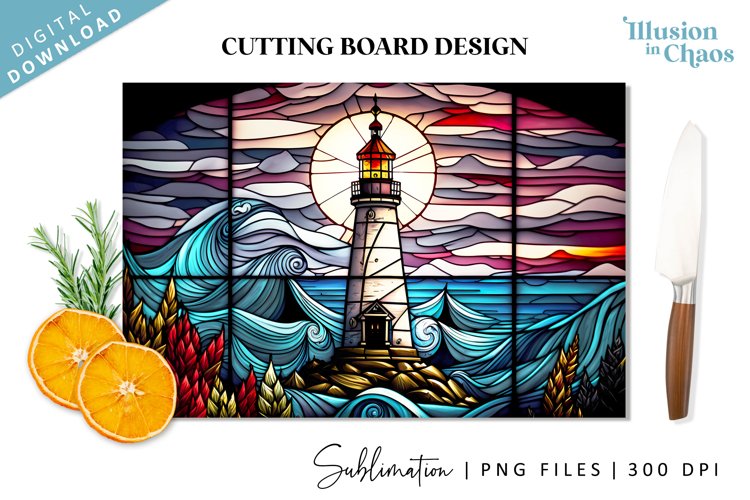 Lighthouse stained glass Cutting board design