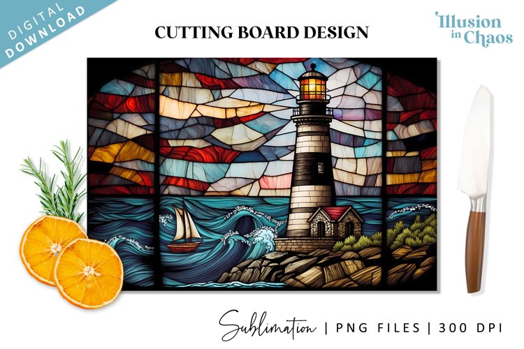 Lighthouse stained glass Cutting board design