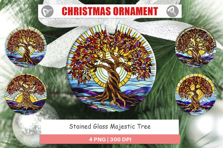 Christmas Ornaments Stained Glass Tree