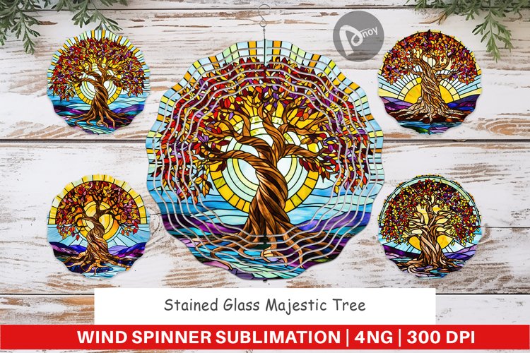 Wind Spinner Stained Glass Tree