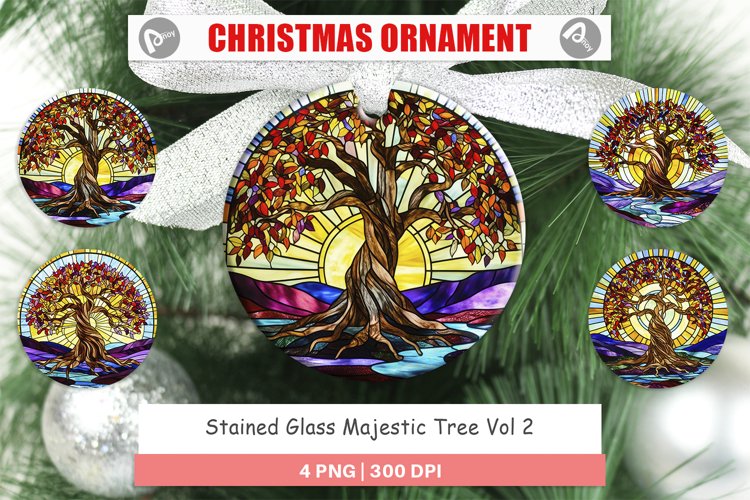 Christmas Ornaments Stained Glass Tree