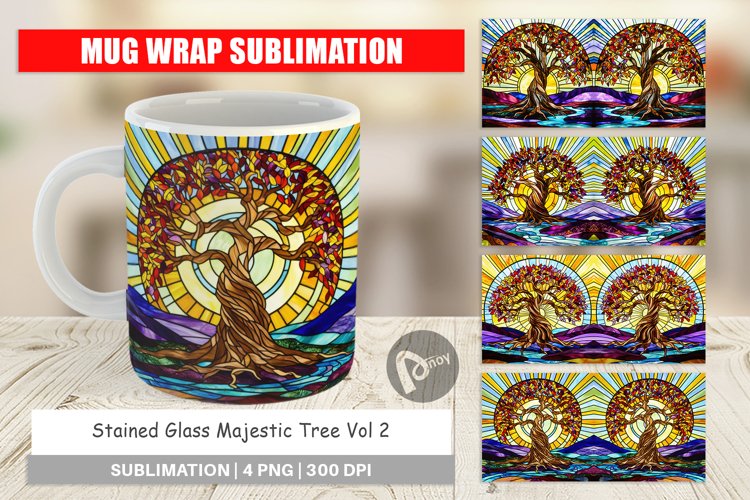 Mug Wrap Design Stained Glass Tree