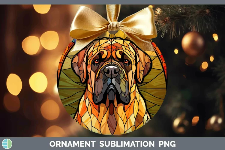 Stained Glass Mastiff Ornament Sublimation Bauble Designs