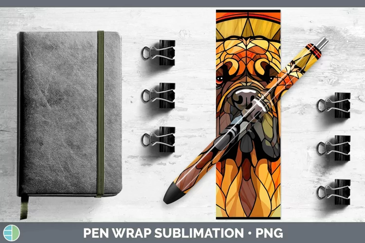 Stained Glass Mastiff Pen Wrap Sublimation Epoxy Pen Designs