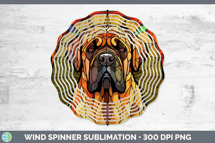 Stained Glass Mastiff Wind Spinner Sublimation Spinner Desig