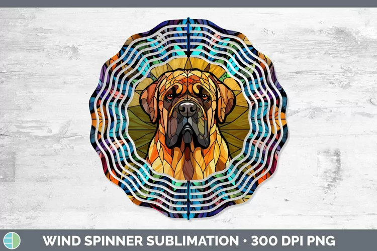 Stained Glass Mastiff Wind Spinner Sublimation Spinner Desig