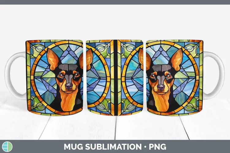 Stained Glass Miniature Pinscher Mug Wrap Sublimation Coffee