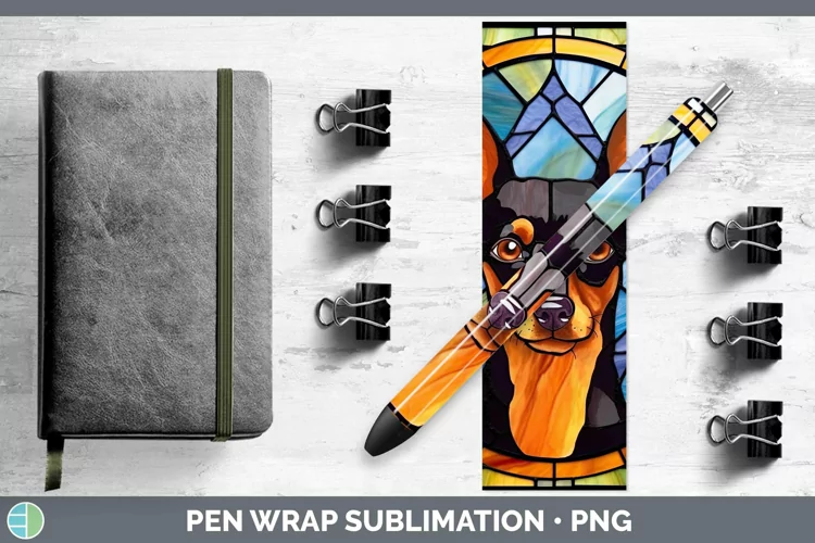 Stained Glass Miniature Pinscher Pen Wrap Sublimation Epoxy