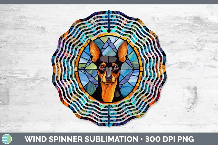Stained Glass Miniature Pinscher Wind Spinner Sublimation Sp
