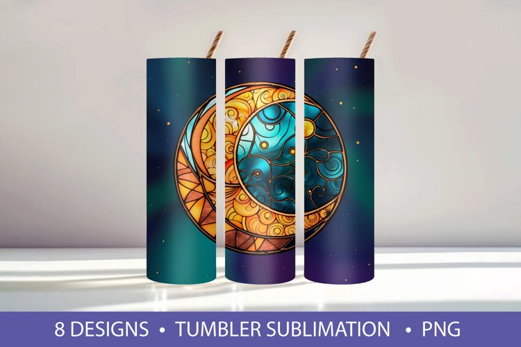 Stained Glass Moon Tumbler Wrap Sublimation