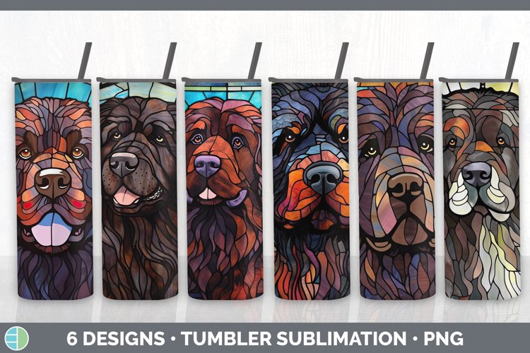 Stained Glass Newfoundland Dog Tumbler | Sublimation 20 oz S