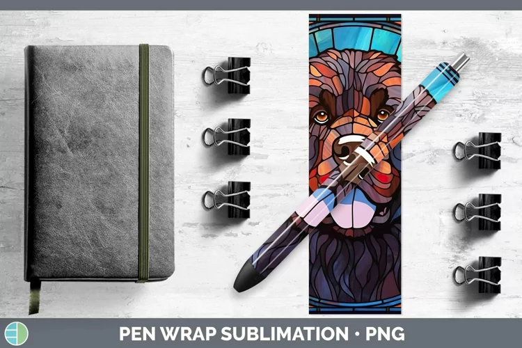 Stained Glass Newfoundland Pen Wrap Sublimation Epoxy Pen De