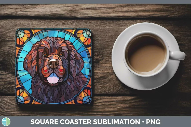 Stained Glass Newfoundland Square Coaster Sublimation Coaste