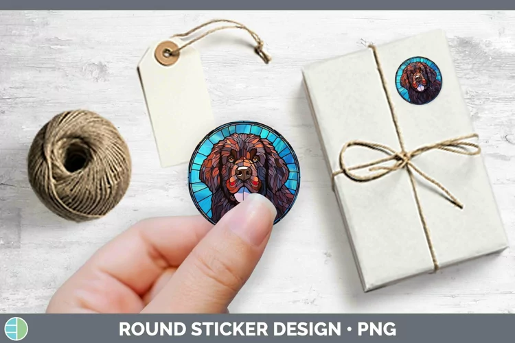 Stained Glass Newfoundland Stickers | Round Labels Designs