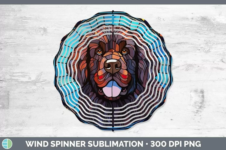 Stained Glass Newfoundland Wind Spinner Sublimation Spinner