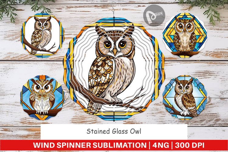 Wind Spinner Stained Glass Owl