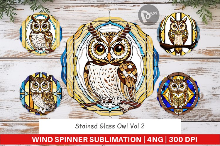 Wind Spinner Stained Glass Owl