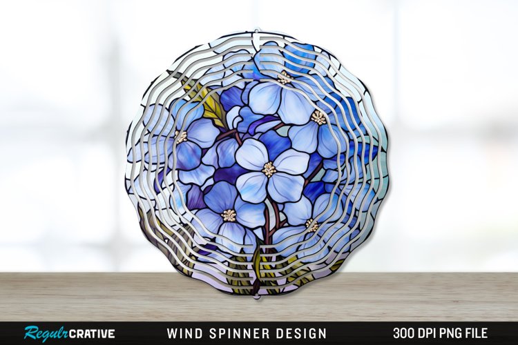 Stained Glass Periwinkle Flowers Flowers Wind Spinner PNG