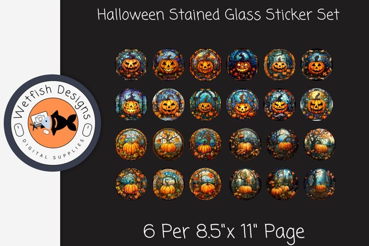 Stained Glass Halloween Stickers example image 1
