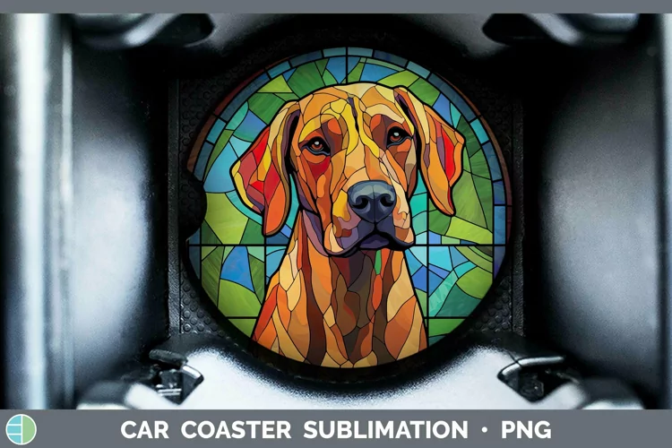 Stained Glass Rhodesian Ridgeback Car Coaster Sublimation Co