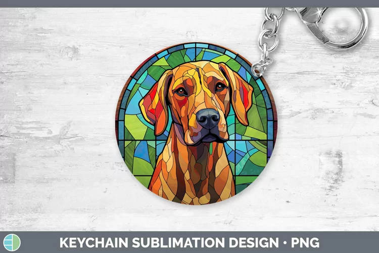 Stained Glass Rhodesian Ridgeback Keychain Sublimation Keyri