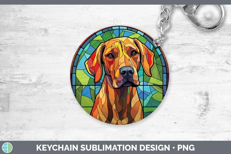 Stained Glass Pattern Rhodesian Ridgeback Stained Glass Rhodesian Ridgeback Keychain Sublimation Keyri