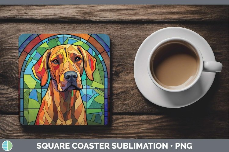 Stained Glass Pattern Rhodesian Ridgeback Stained Glass Rhodesian Ridgeback Square Coaster Sublimation