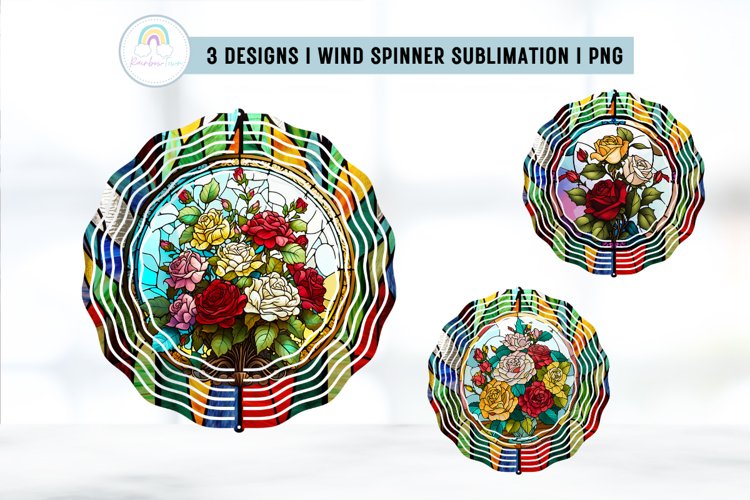 Stained Glass Rose Wind Spinner Sublimation Design