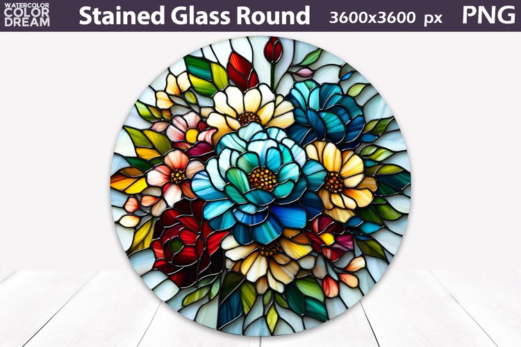 Flowers Stained Glass Round | Wildflowers Sublimation