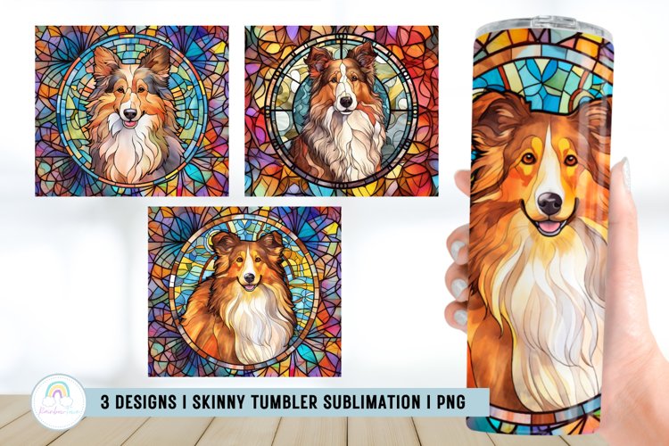 Stained Glass Sheltie Tumble Sublimation Bundle example image 1