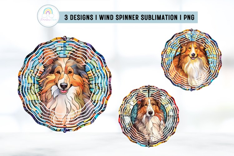 Stained Glass Sheltie Wind Spinner Sublimation example image 1