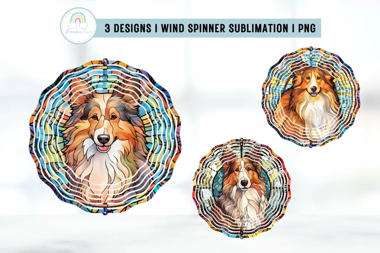 Stained Glass Sheltie Wind Spinner Sublimation