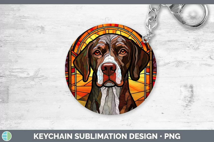 Stained Glass Shorthaired Pointer Keychain Sublimation Keyri