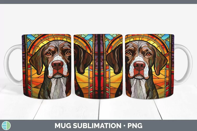 Stained Glass Shorthaired Pointer Mug Wrap Sublimation Coffe