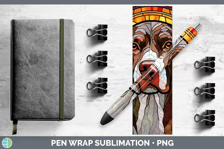 Stained Glass Shorthaired Pointer Pen Wrap Sublimation Epoxy