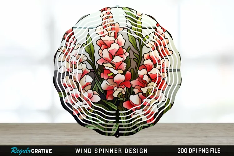 Stained Glass Snapdragon Flowers Wind Spinner Sublimation