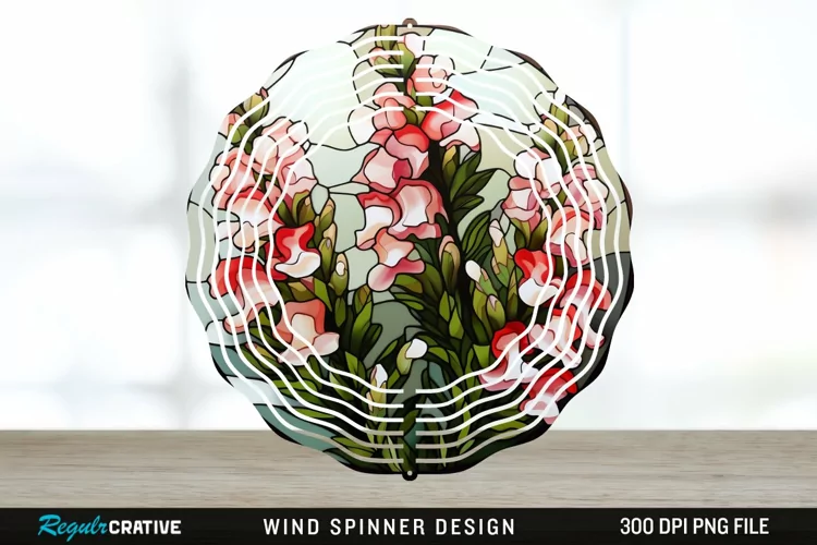 Stained Glass Snapdragon Flowers Wind Spinner Sublimation