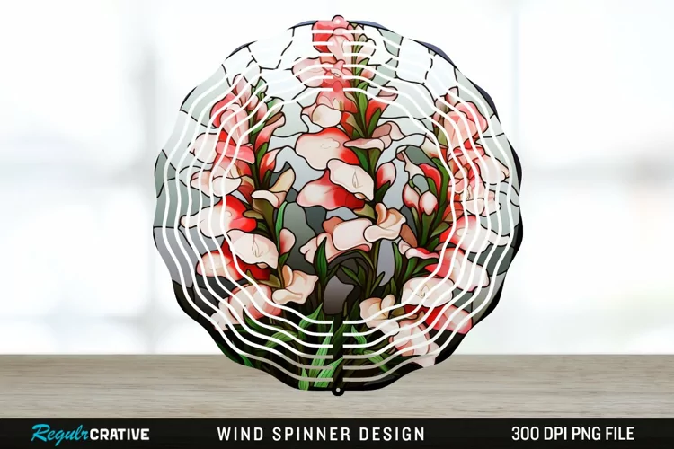 Stained Glass Snapdragon Flowers Wind Spinner Sublimation