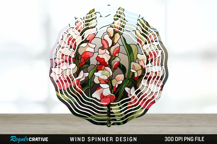 Stained Glass Snapdragon Flowers Wind Spinner Sublimation
