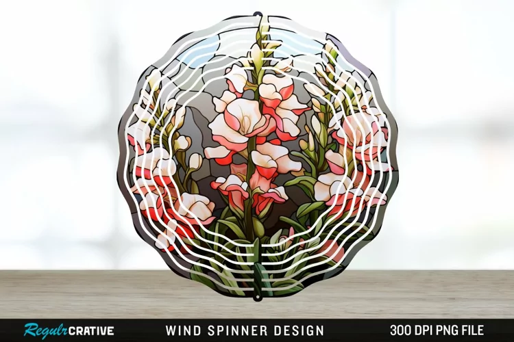Stained Glass Snapdragon Flowers Wind Spinner Sublimation