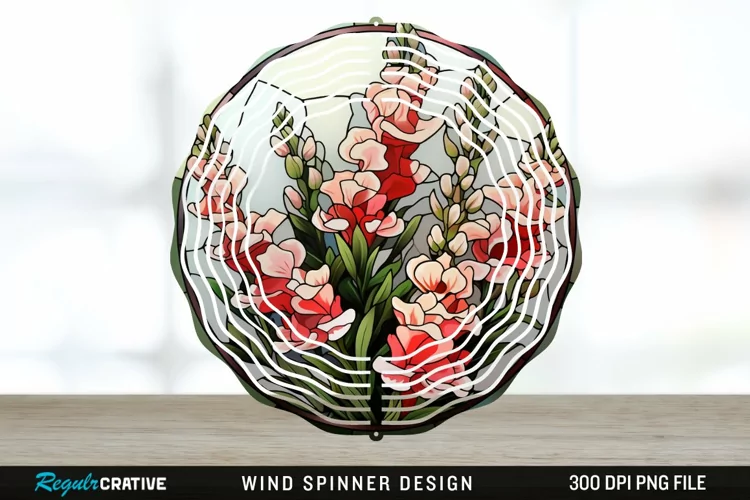 Stained Glass Snapdragon Flowers Wind Spinner Sublimation