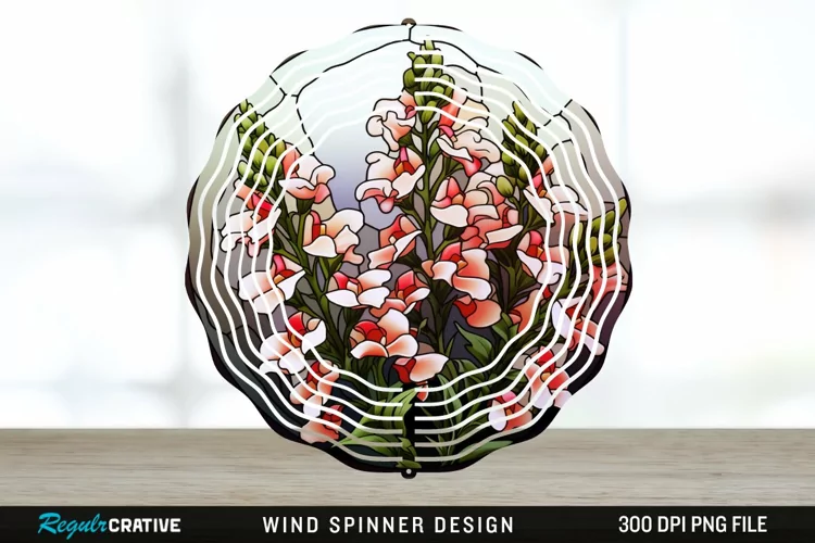 Stained Glass Snapdragon Flowers Wind Spinner Sublimation