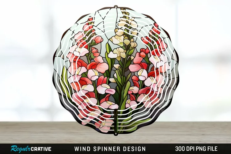 Stained Glass Snapdragon Flowers Wind Spinner Sublimation