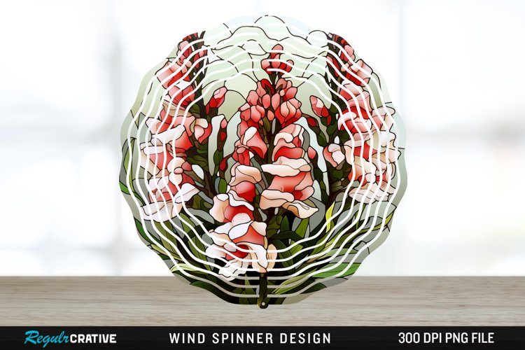 Stained Glass Snapdragon Flowers Wind Spinner Sublimation example image 1