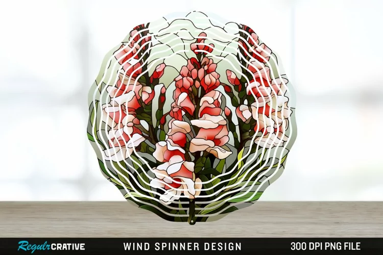 Stained Glass Snapdragon Flowers Wind Spinner Sublimation
