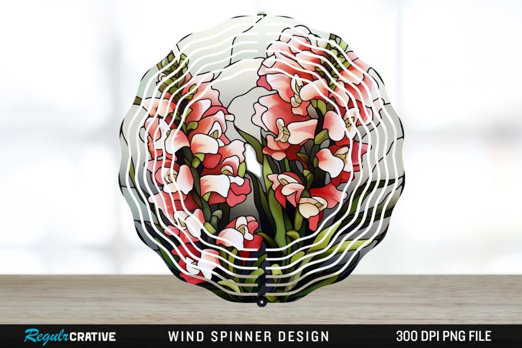 Stained Glass Snapdragon Flowers Wind Spinner Sublimation example image 1