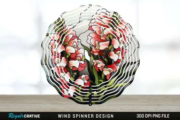 Stained Glass Snapdragon Flowers Wind Spinner Sublimation