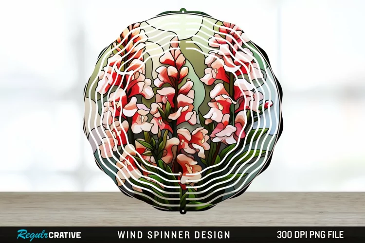 Stained Glass Snapdragon Flowers Wind Spinner Sublimation