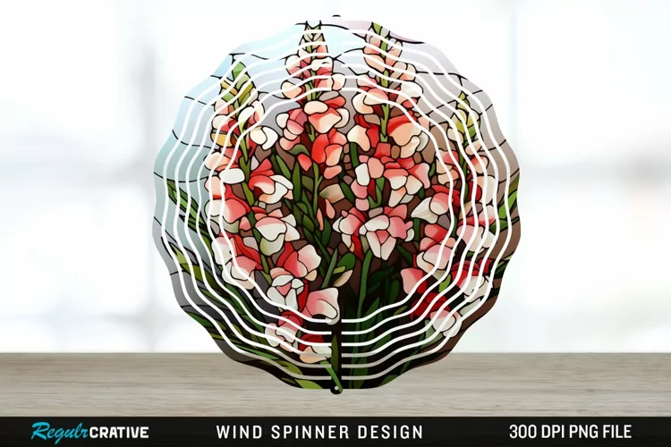 Stained Glass Snapdragon Flowers Wind Spinner Sublimation